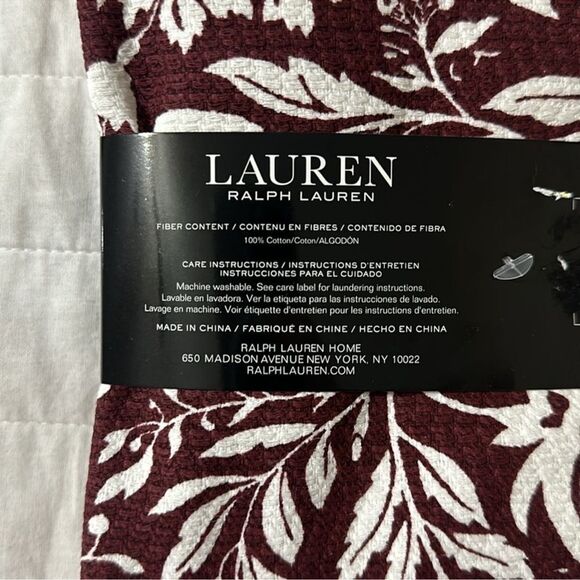 LRL Burgundy White Ivory Plaid Berry Terrycloth Cotton Dish Kitchen Towels - Picture 4 of 8